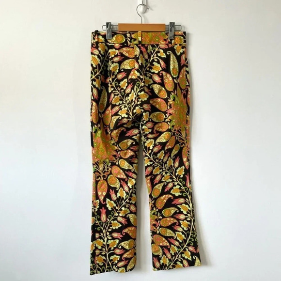 Zara Printed Flared Pants Trousers Groovy Floral 70's Pattern Sz Small - Picture 11 of 16